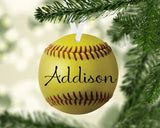 Personalized softball Christmas ornament with custom player name by Studio E Gifts