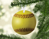 Custom name metal softball ornament for player coach or team Christmas gift