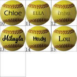 Metal softball Christmas ornament personalized with custom name for team gift