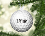 Personalized golf ball Christmas ornament with custom golfer name by Studio E Gifts