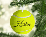 Personalized tennis ball Christmas ornament with custom player name by Studio E Gifts