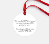Personalized metal tennis ornament details for Christmas and team gifts