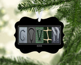 Personalized lacrosse letter art name ornament with custom player name Gavin