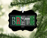 Personalized lacrosse name letter art ornament for player team or senior gift