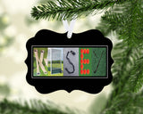 Personalized field hockey letter art name ornament with custom player name