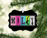 Personalized competitive cheer letter art name ornament with custom cheerleader name