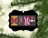 Personalized bowling letter art name ornament with custom bowler name