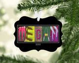Personalized softball letter art name ornament with custom player name