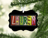 Personalized softball letter art Christmas ornament name design