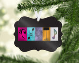 Personalized music choir letter art name ornament with custom musician or singer name