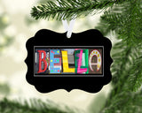 Personalized name letter art metal Christmas ornament with custom name design