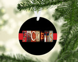 Personalized firefighter letter art name ornament with custom firefighter name