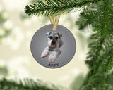 Personalized pet photo porcelain Christmas ornament with custom pet name
