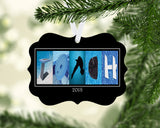 Personalized dive coach metal Christmas ornament with custom name