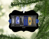 Personalized police officer name metal Christmas ornament
