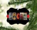 Personalized firefighter name metal Christmas ornament with custom letter art