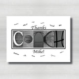 Personalized black and white basketball coach thank-you gift