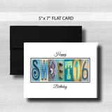 Sweet 16 Birthday Card ~ Flat Cards ~ Blue Gold