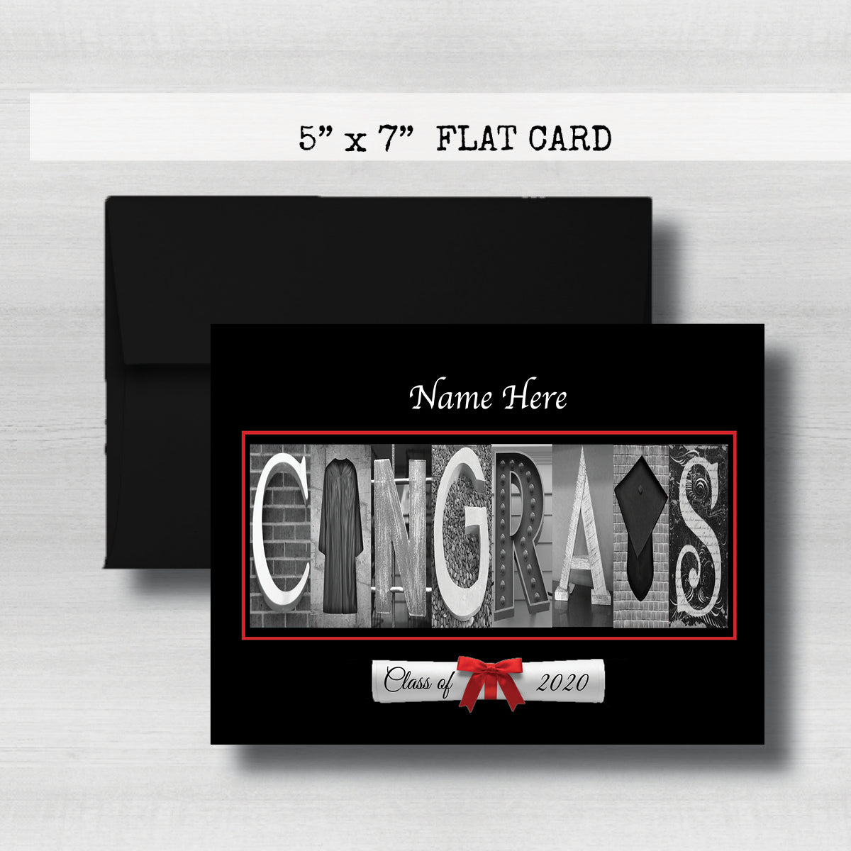 Personalized Black Background Senior Graduation Card Class of 2026