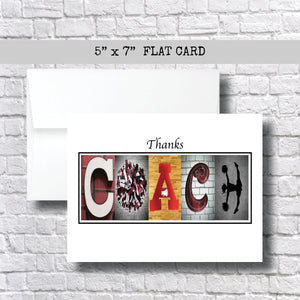 Cheerleading-Red Coach Thank You Card~ 3 Cards~ Flat Cards