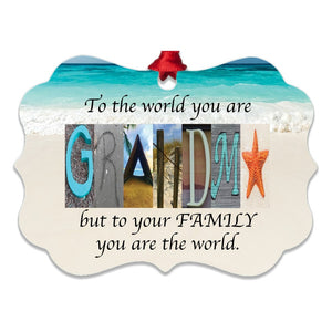 Grandma Beach Letter Art Name Ornament Metal