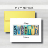 Custom Birthday Card ~ Flat Cards ~ Blue & Yellow Gold