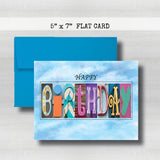 Birthday Card ~ Flat Cards ~ Aqua, Blue & Purple