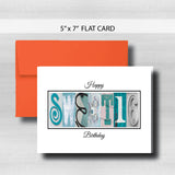 Sweet 16 Birthday Card ~ Flat Cards ~ Teal Silver Black
