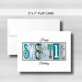 Sweet 16 Birthday Card ~ Flat Cards ~ Teal Silver Black