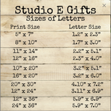 Soccer coach letter art size and finish information