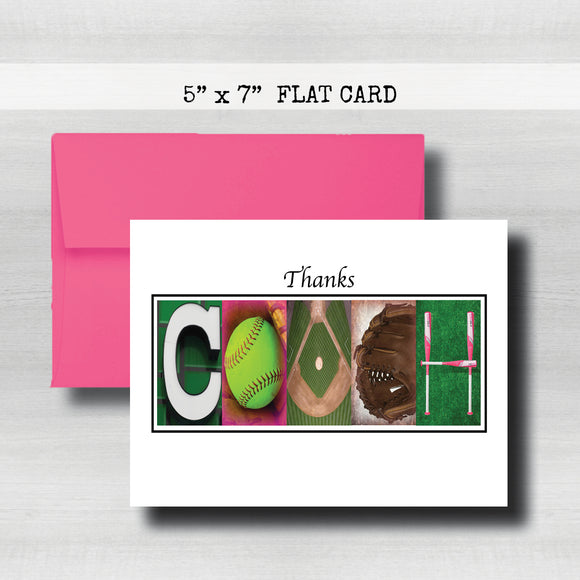 Softball Coach Thank You Card~ Cards ~ Flat Cards