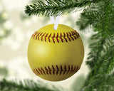 Softball Christmas Ornament Metal