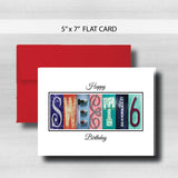 Sweet 16 Birthday Card ~ Flat Cards ~ Bold Colors