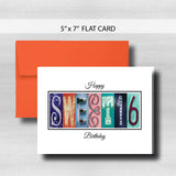 Sweet 16 Birthday Card ~ Flat Cards ~ Bold Colors
