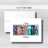 Sweet 16 Birthday Card ~ Flat Cards ~ Bold Colors