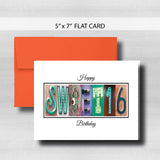 Sweet 16 Birthday Card ~ Flat Cards ~ Teal Rose Gold