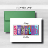 Sweet 16 Birthday Card ~ Flat Cards ~ Aqua, Blue & Purple
