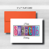 Sweet 16 Birthday Card ~ Flat Cards ~ Aqua, Blue & Purple