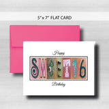 Sweet 16 Birthday Card ~ Flat Cards ~ Pink Gold