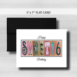 Sweet 16 Birthday Card ~ Flat Cards ~ Pink Gold
