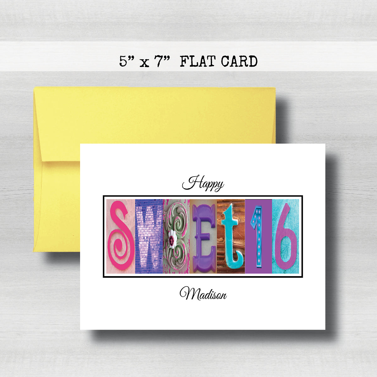 PERSONALIZED Sweet 16 Birthday Card ~ Flat Cards ~ Aqua, Blue & Purple – Studio E Gifts personalized-sweet-16-birthday-card-flat-cards-aqua-blue-purple-studio-e-gifts