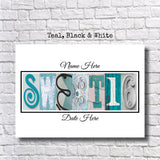 Sweet 16 Party Teal, Black, and White