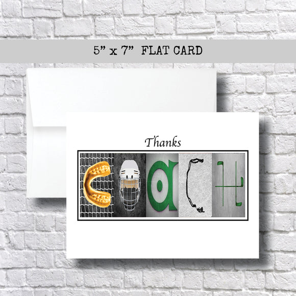 Hockey Green Gold Coach Thank You Card~ Cards ~ Flat Cards