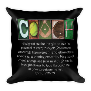 Softball Coach Letter Art Pillow Bible Verse