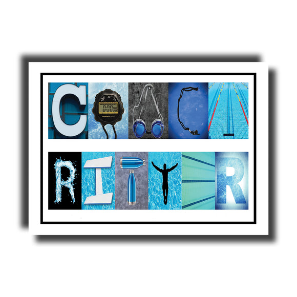 Swimming Coach Name Letter Art