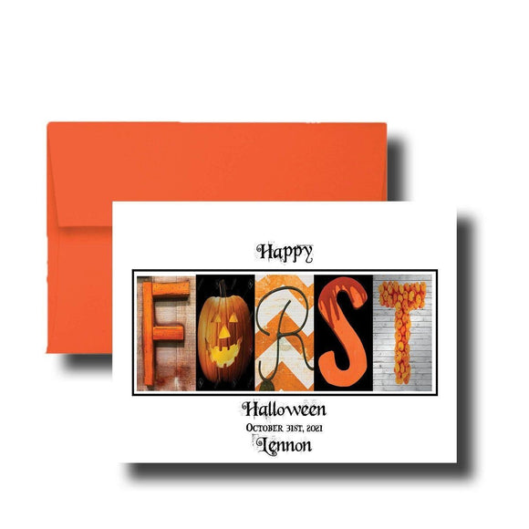 Personalized First Halloween Card, Baby's 1st Spooky, Grandson, Granddaughter, Godson, Goddaughter, Son, Daughter, Pumpkin, Fall, Harvest